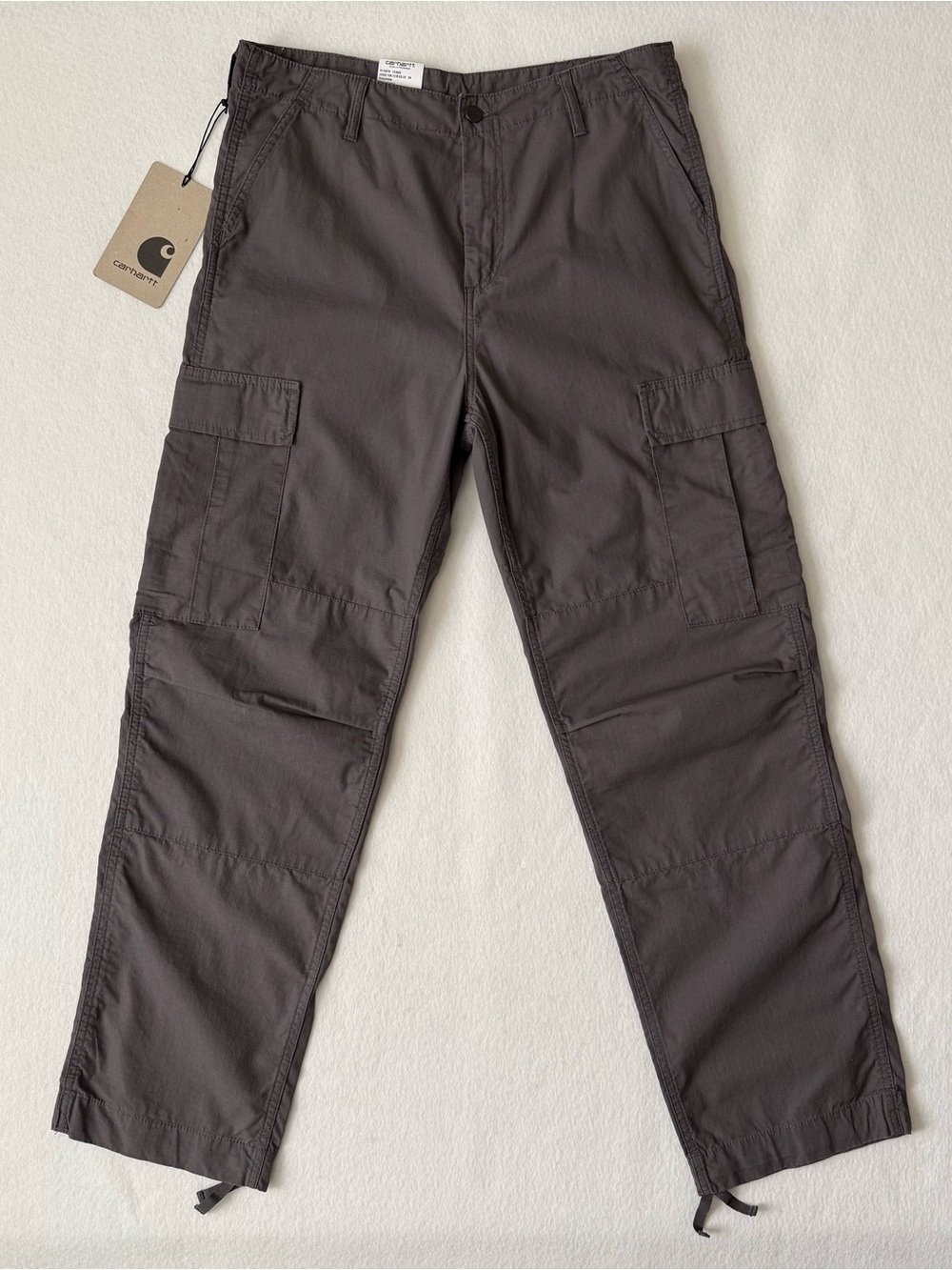 Carhartt WIP Regular Cargo Pants Charcoal Gray Ripstop NWT 34x32